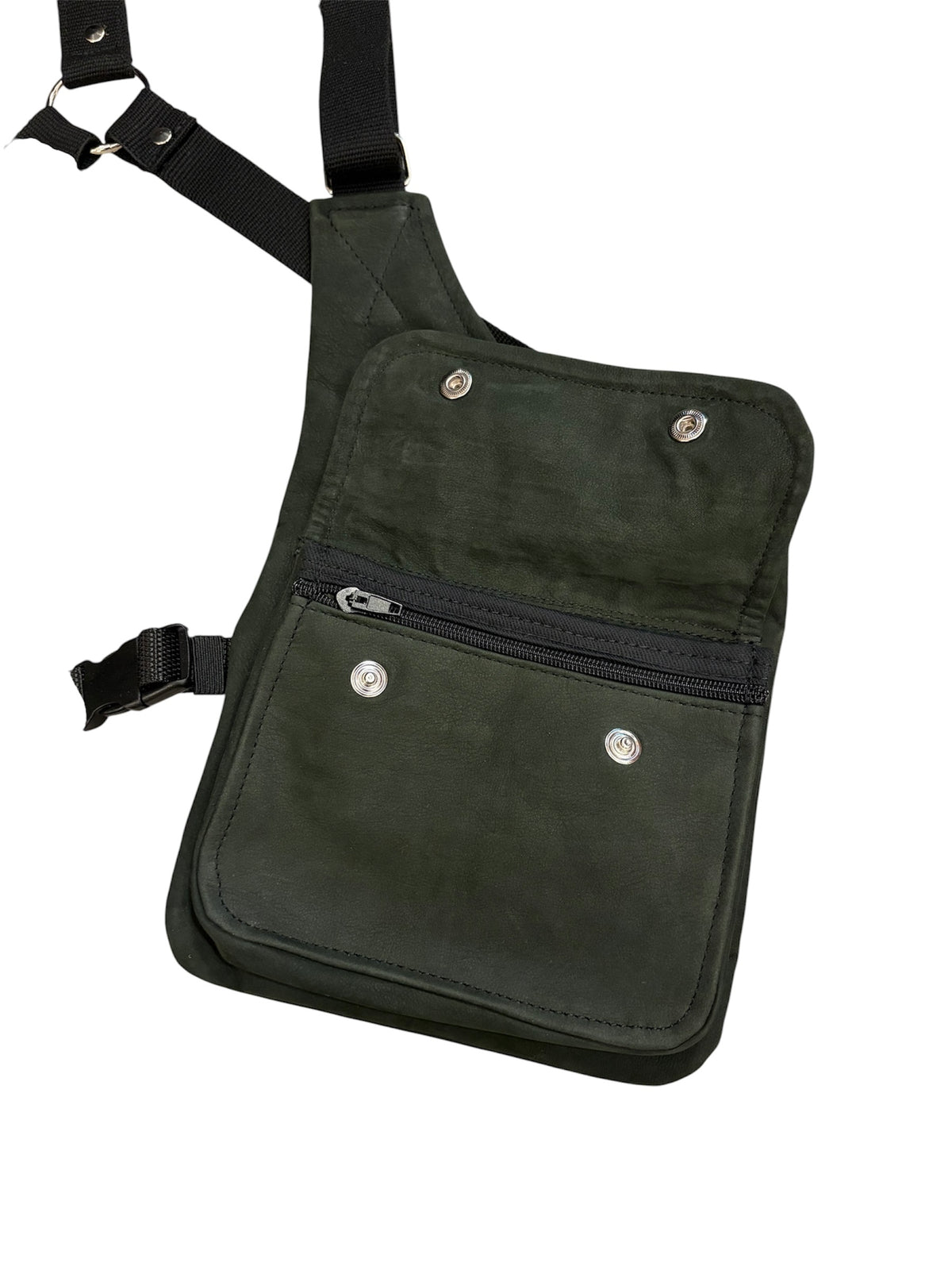 PISTOLERA DE PIEL "CARGO VERDE PETRÓLEO"