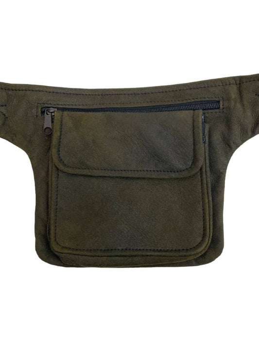 RIÑONERA DE PIEL CUADRADA "ENGRASADA”