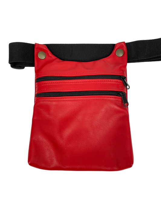RIÑONERA DE PIEL "DOS BOTONES ROJA"
