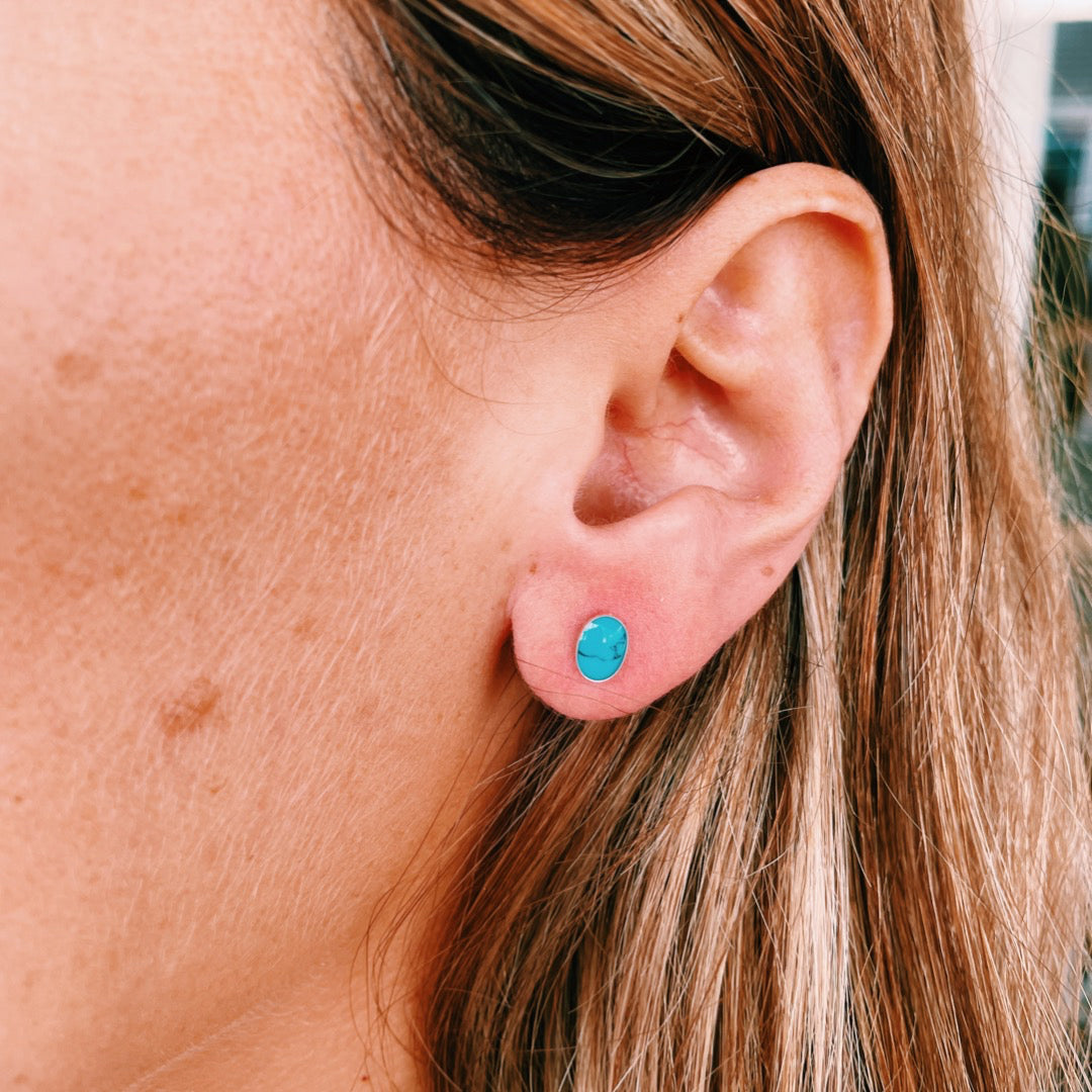 PENDIENTES PLATA ÓVALO TURQUESA