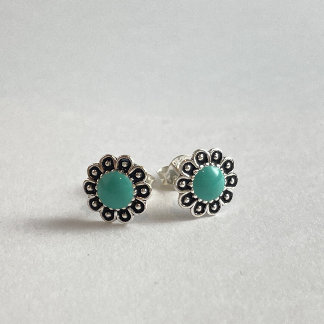 PENDIENTES PLATA FLOR TURQUESA