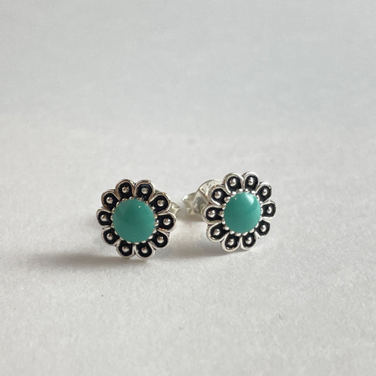 PENDIENTES PLATA FLOR TURQUESA