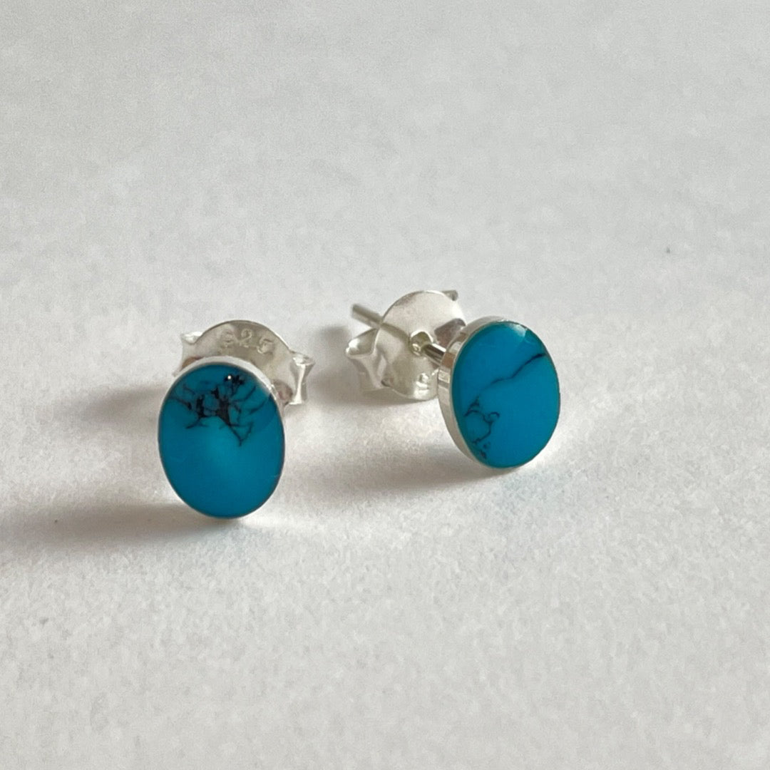 PENDIENTES PLATA ÓVALO TURQUESA