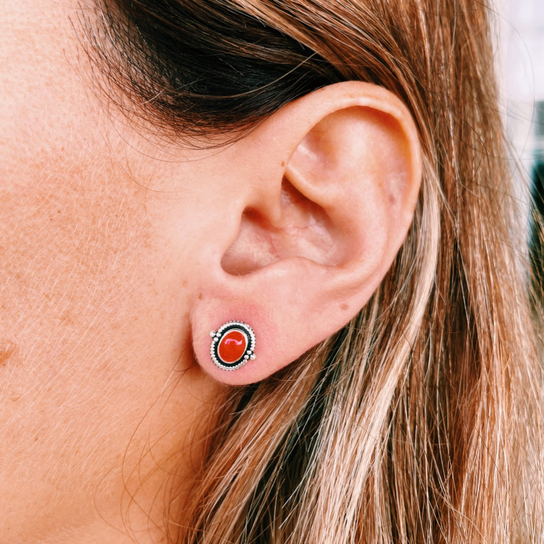 PENDIENTES PLATA OVALADO CORAL