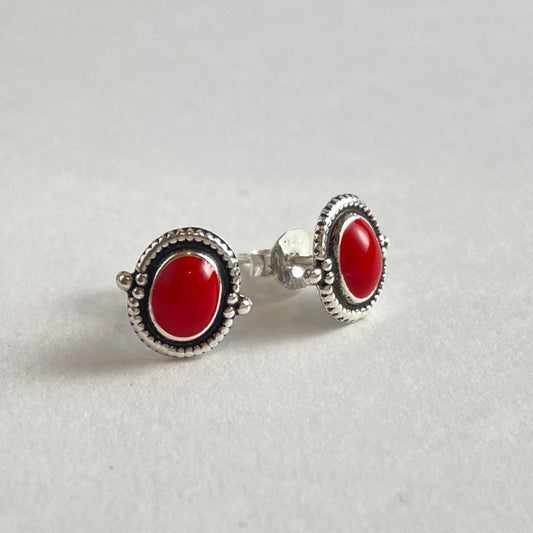 PENDIENTES PLATA OVALADO CORAL