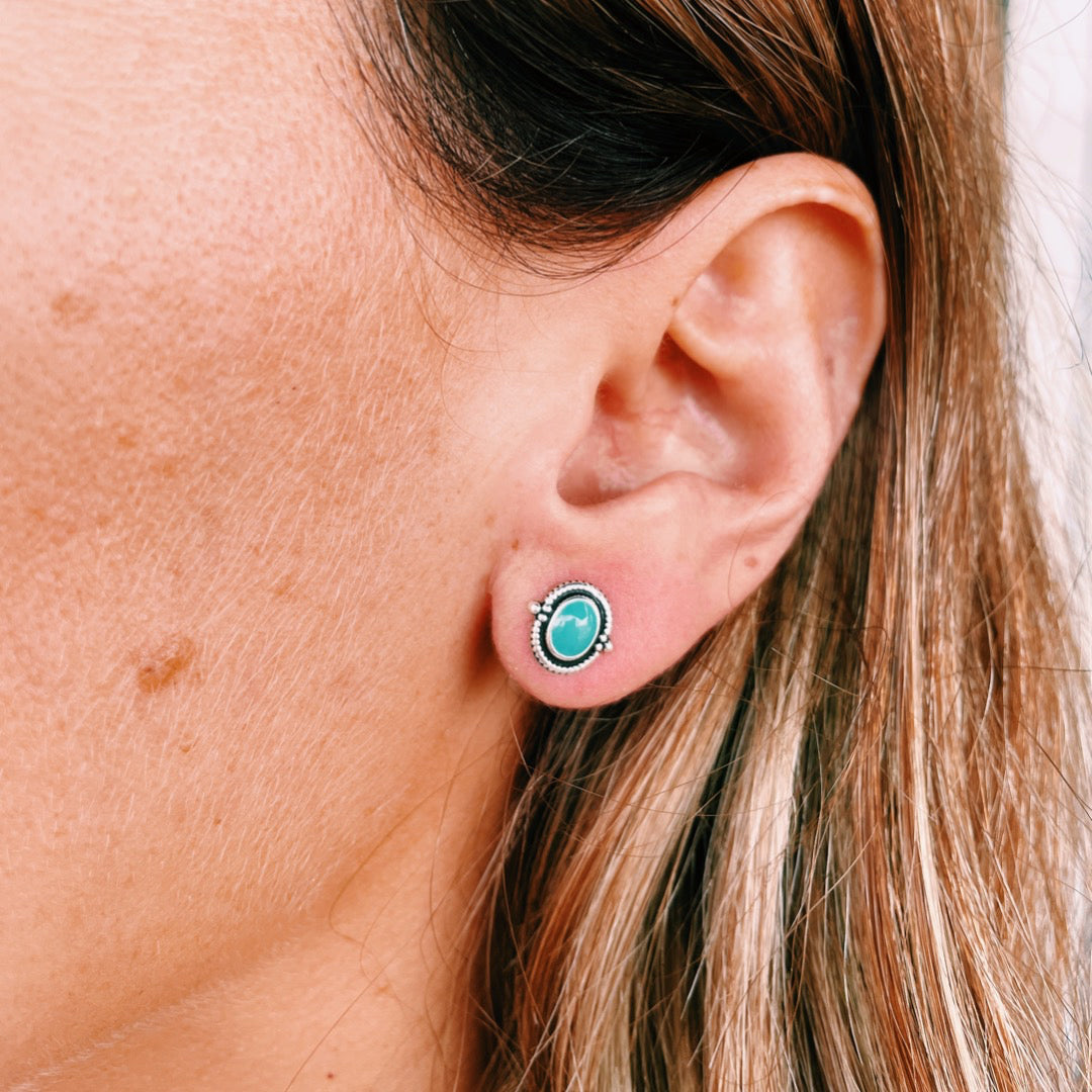 PENDIENTES PLATA OVALADO TURQUESA