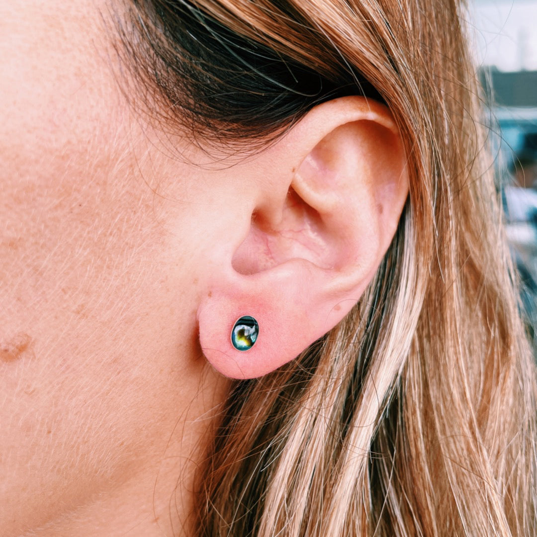 PENDIENTES PLATA ÓVALO ABALÓN
