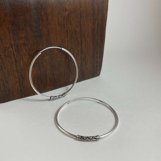 Aros Bali en plata de ley 925 de 40mm