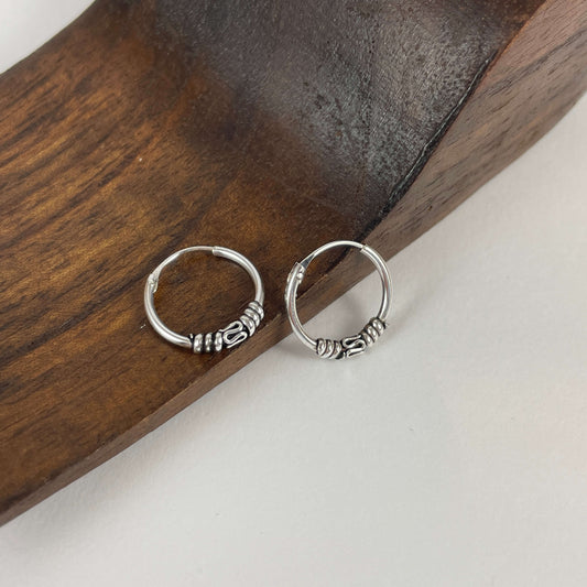 Aros Bali en plata de ley 925 de 14 mm.