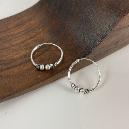 Aros Bali en plata de ley 925 de 20 mm.