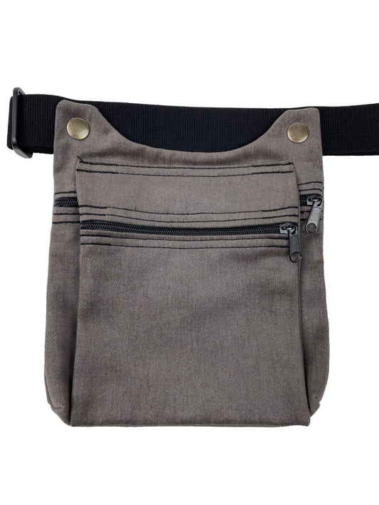 RIÑONERA TELA DOBLE "DOS BOTONES GRIS"