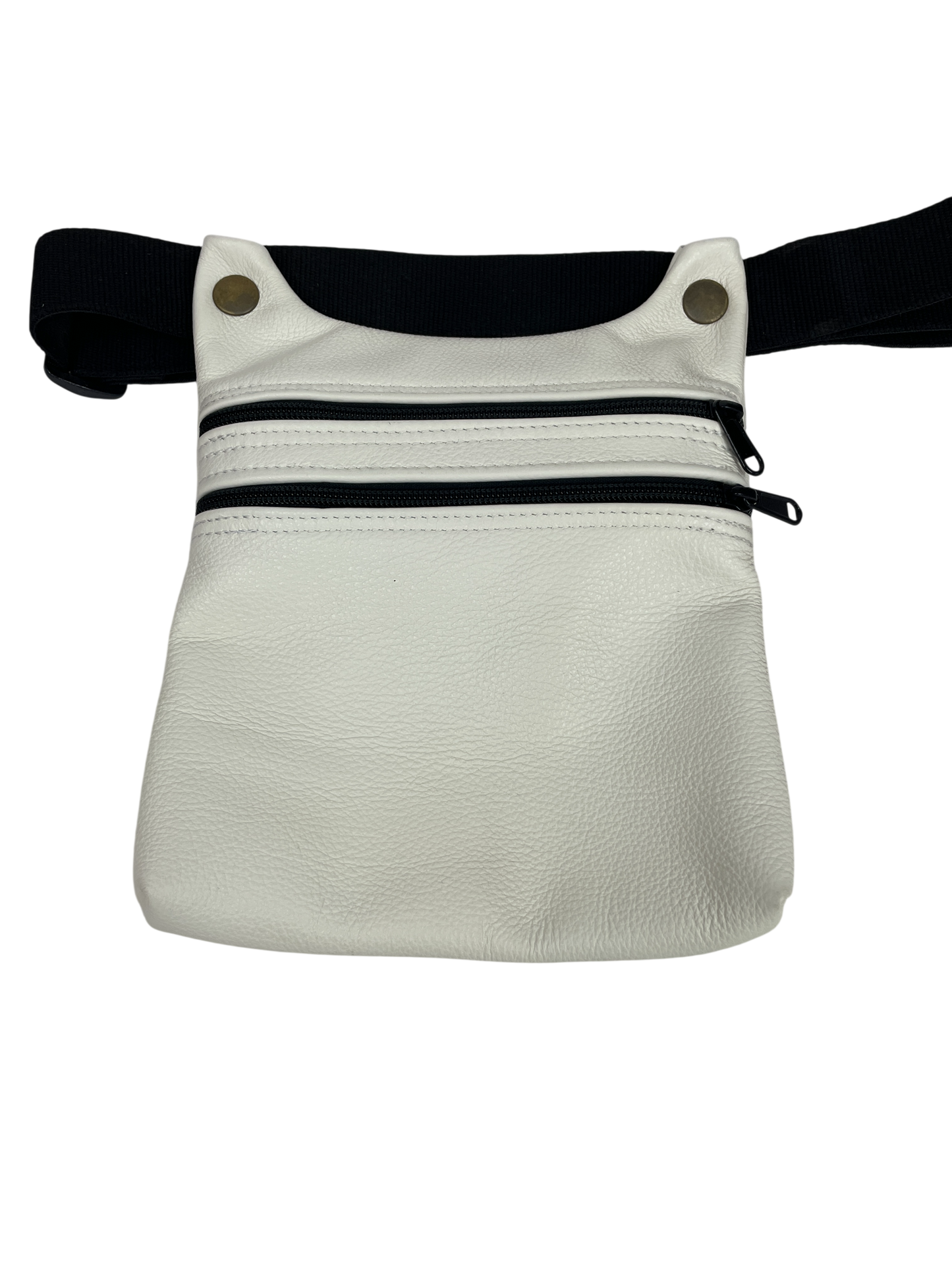 RIÑONERA DE PIEL "DOS BOTONES BLANCA"