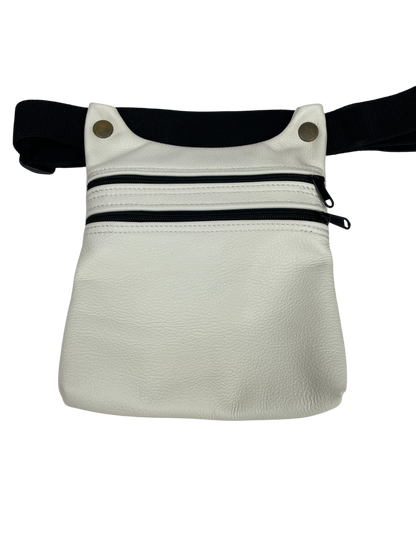 RIÑONERA DE PIEL "DOS BOTONES BLANCA"