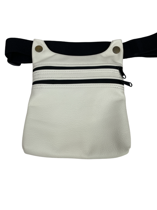 RIÑONERA DE PIEL "DOS BOTONES BLANCA"