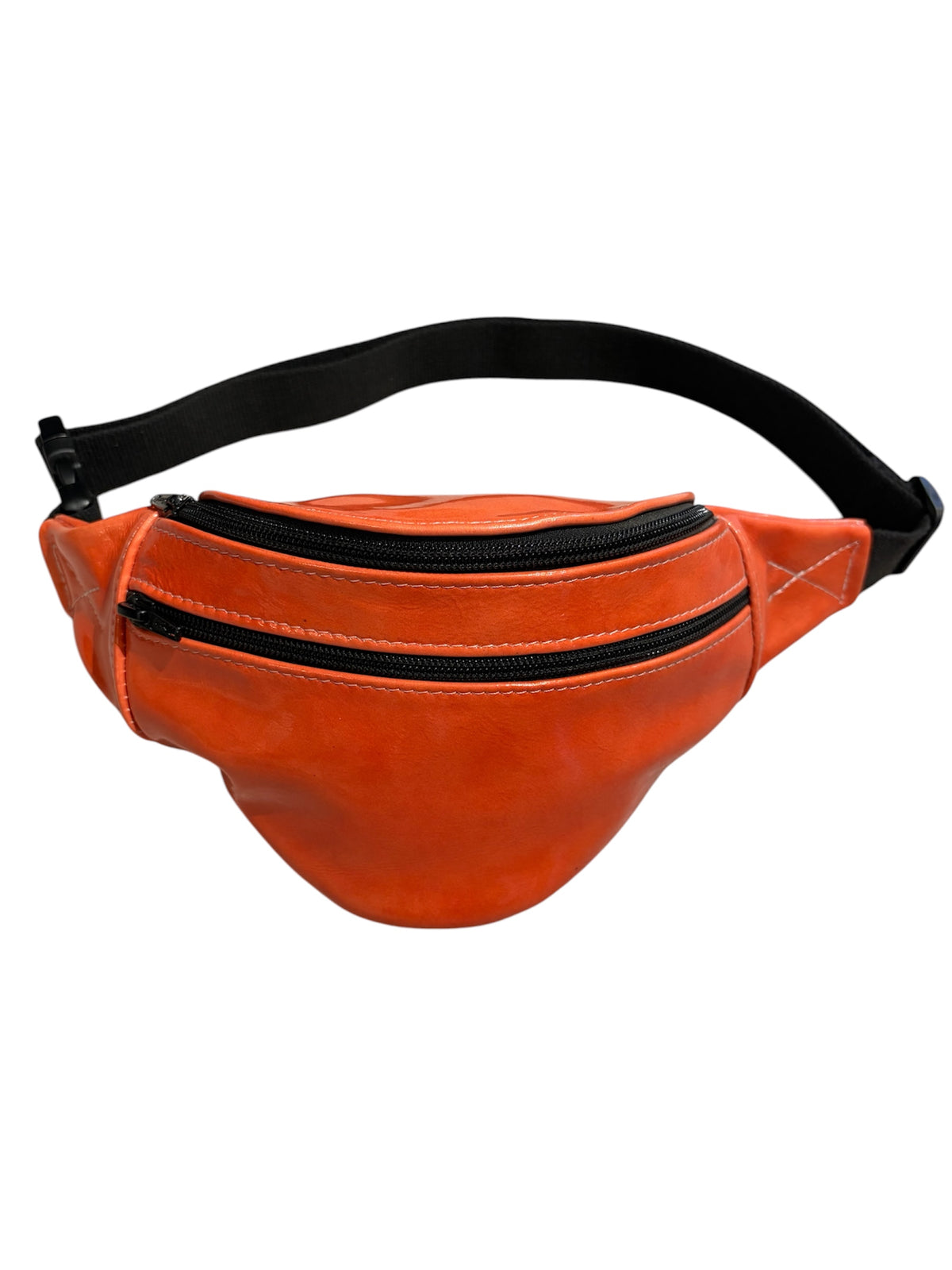 RIÑONERA PIEL "CHAROL NARANJA"