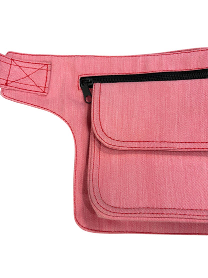 RIÑONERA TELA "CUADRADA ROSA"