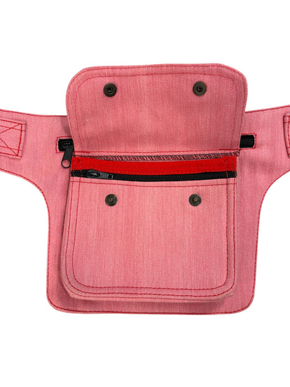 RIÑONERA TELA "CUADRADA ROSA"