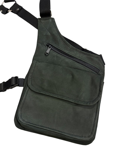 PISTOLERA DE PIEL "CARGO VERDE PETRÓLEO"