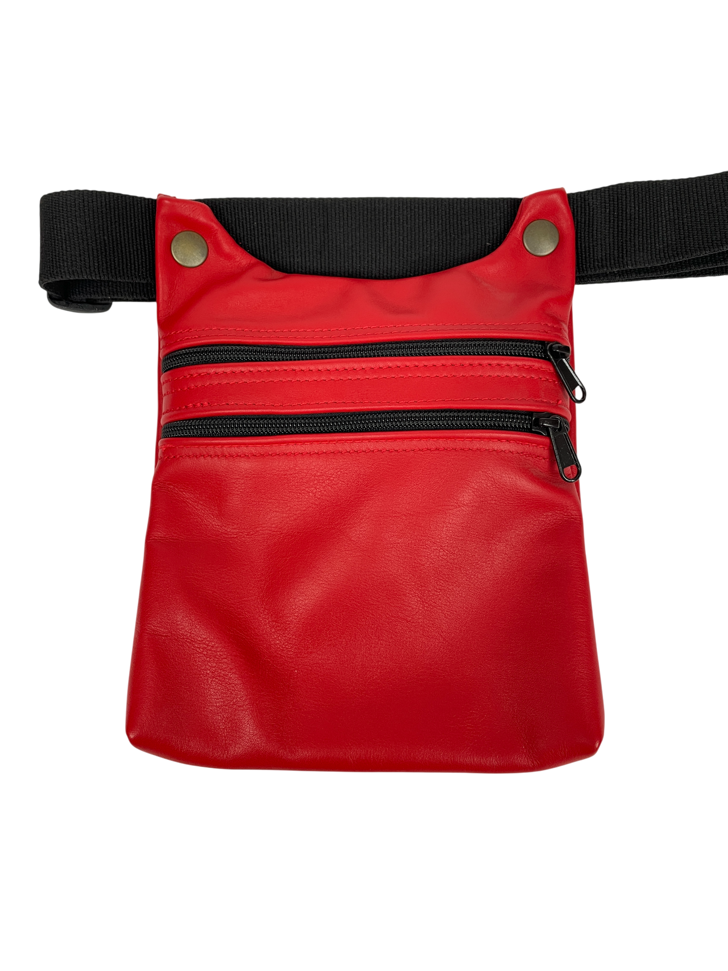 RIÑONERA DE PIEL "DOS BOTONES ROJA"