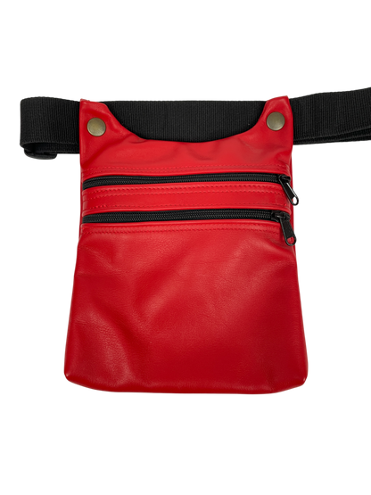 RIÑONERA DE PIEL "DOS BOTONES ROJA"